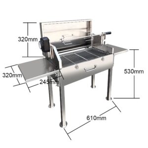 Charcoal Kings  - Stainless steel charcoal portable grill with rotisserie  - HDC25 - Series 2
