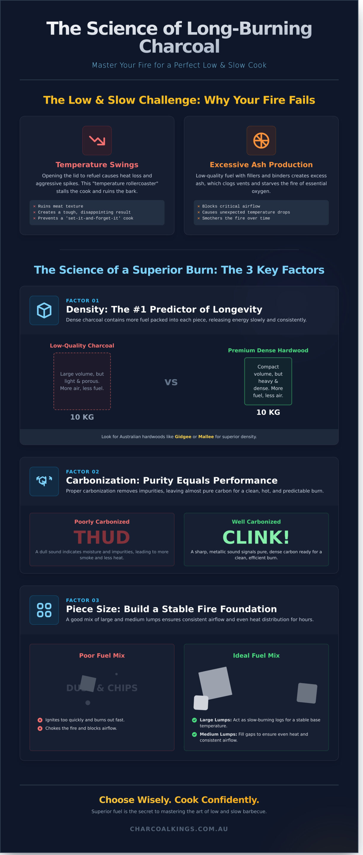 The Pitmaster’s Guide to Long-Burning Charcoal for Low and Slow Cooking - Infographic