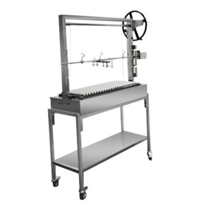 Charcoal Kings Stainless Steel Parrilla charcoal grill with full rotesserie, lined with firebricks - HDC34WFB