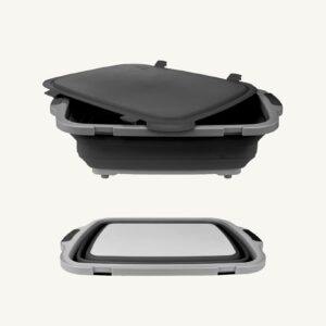 Charcoal Kings BBQ Prep Station Tub – Large 16L | Collapsible with Cutting Board Lid